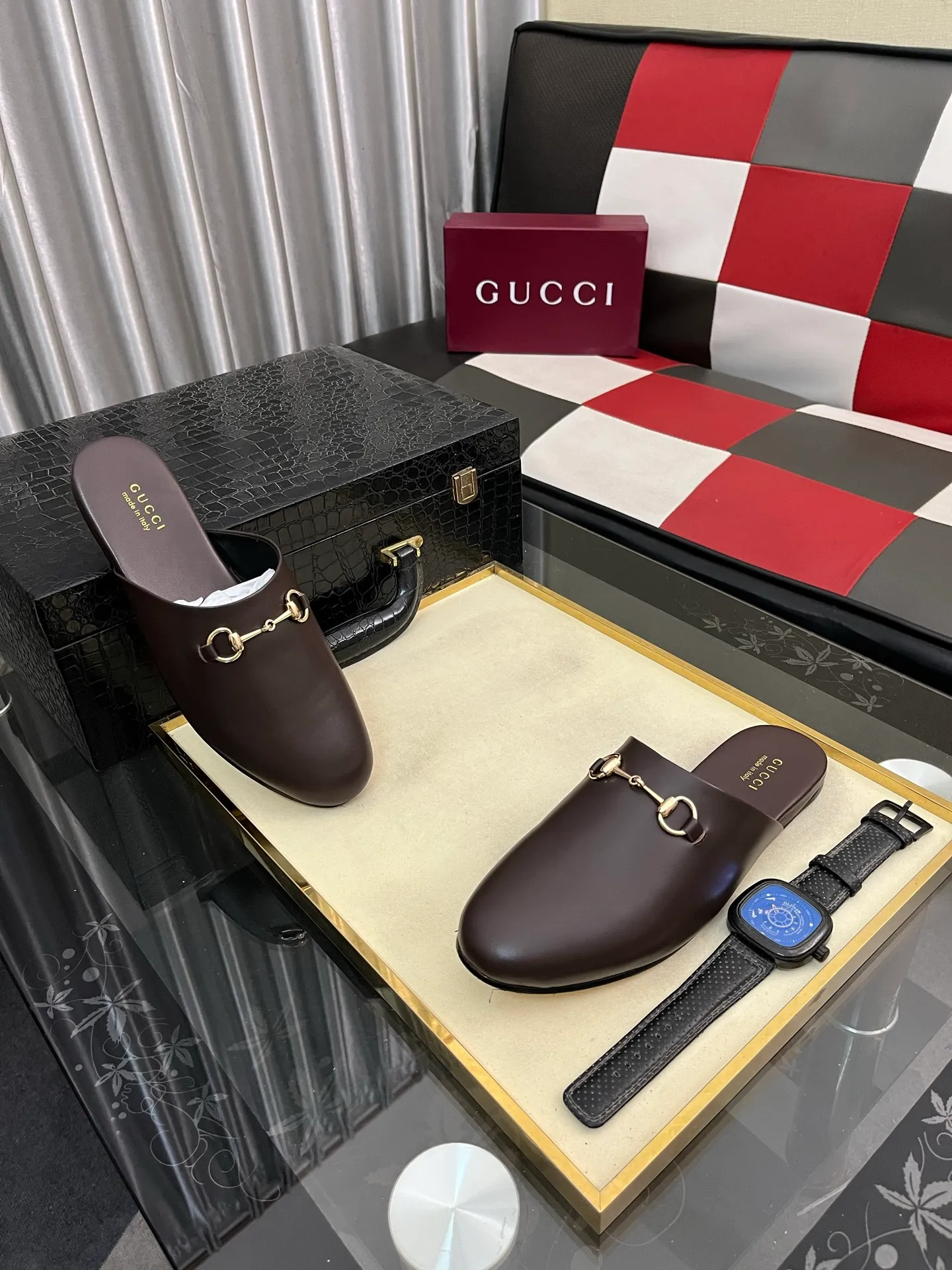 Men's shoes 💰480⌚️⌚️[Gucci] 2024 new season half-slip men's shoes, made of Italian imported first-layer frosted cowhide➕sheepskin lining, original hardware buckle, original combination wear-resistant outsole, real shot 🎬 Very comfortable on the feet, size 36-44